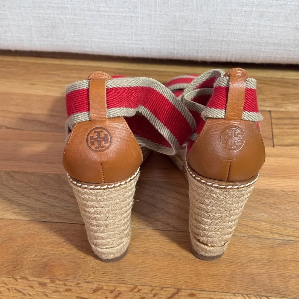 Tory Burch Adonis Red Rope Wedges Wedge Espadrilles Size‎ 7B